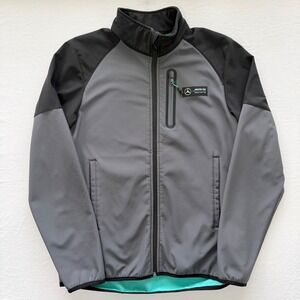 Mercedes AMG Petronas F1 Softshell Jacket Mens Small Gray Black Fleece Racing